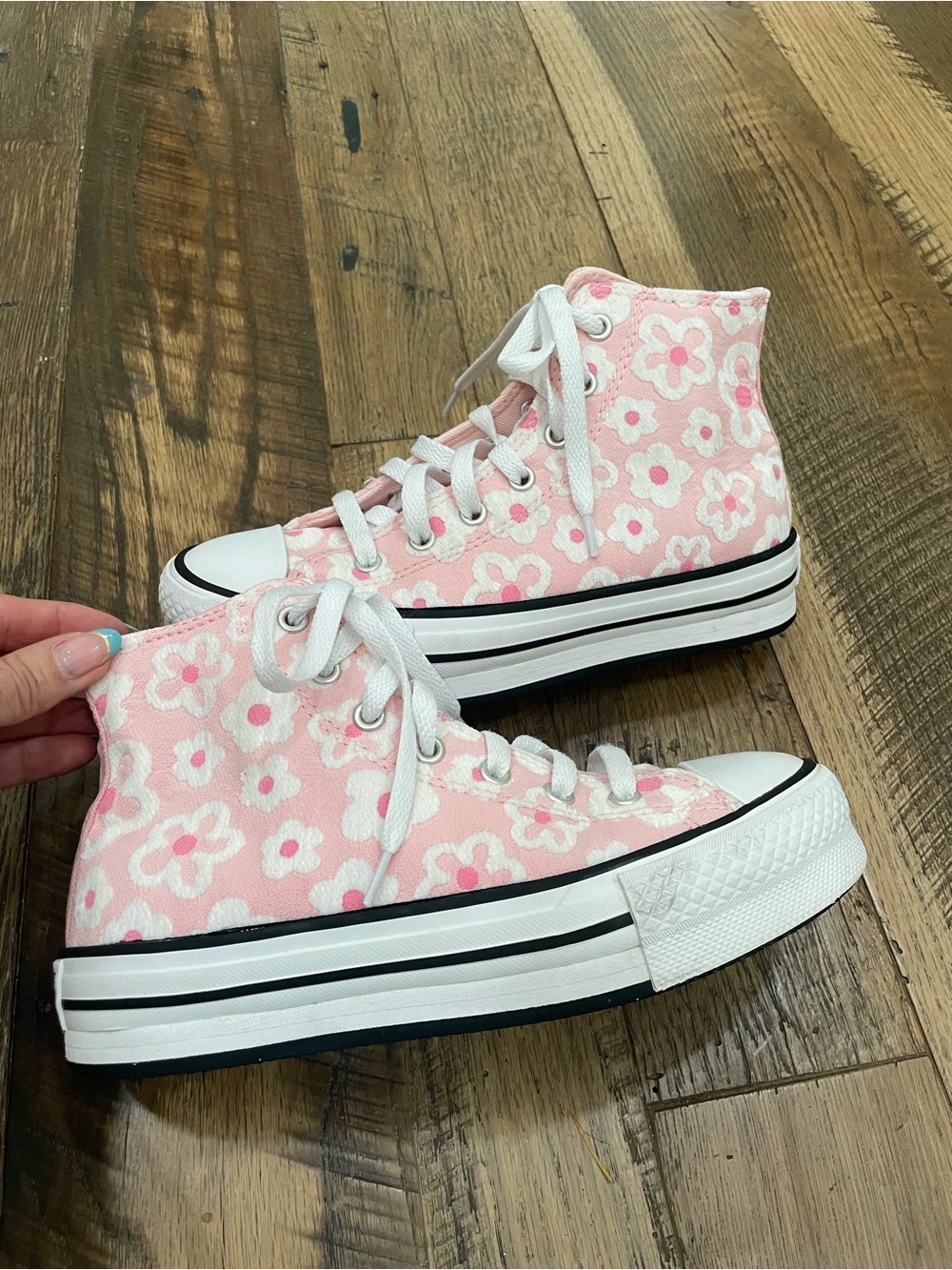 Converse Platform hi tops Daisy Chuck Taylor shoes girl 3.5